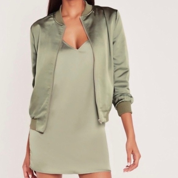 Missguided x Carli Bybel Sage Green Slip Dress - Picture 3 of 7
